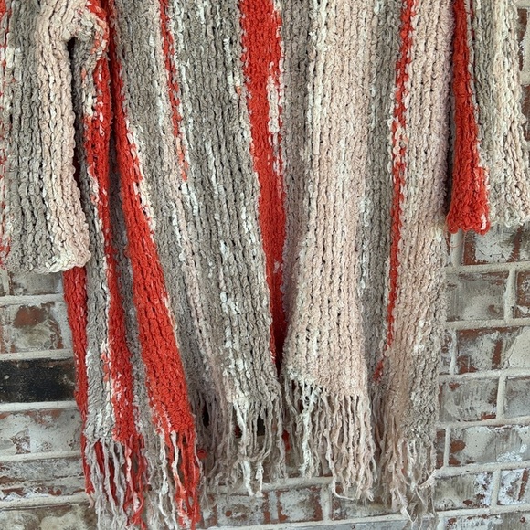 Free People Desert Daze Orange and Cream Chunky Knit Cardigan - Picture 12 of 13